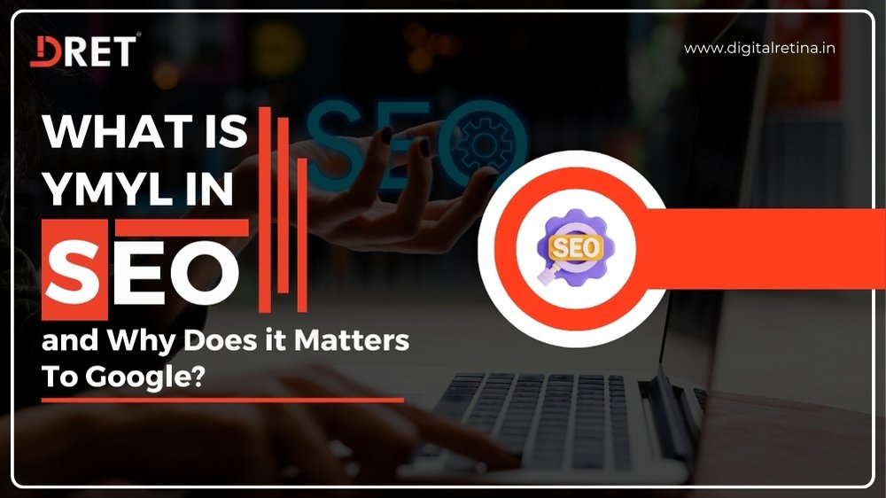 Banner image explaining 'What is YMYL in SEO and Why Does it Matter to Google?' with a laptop and SEO icon in the background.