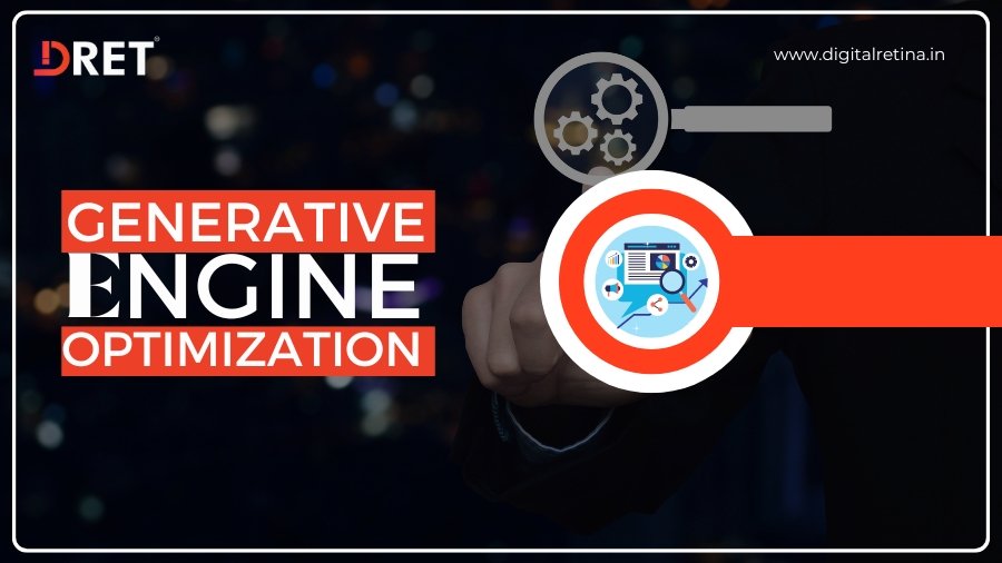 Generative Engine Optimization graphic with digital tools